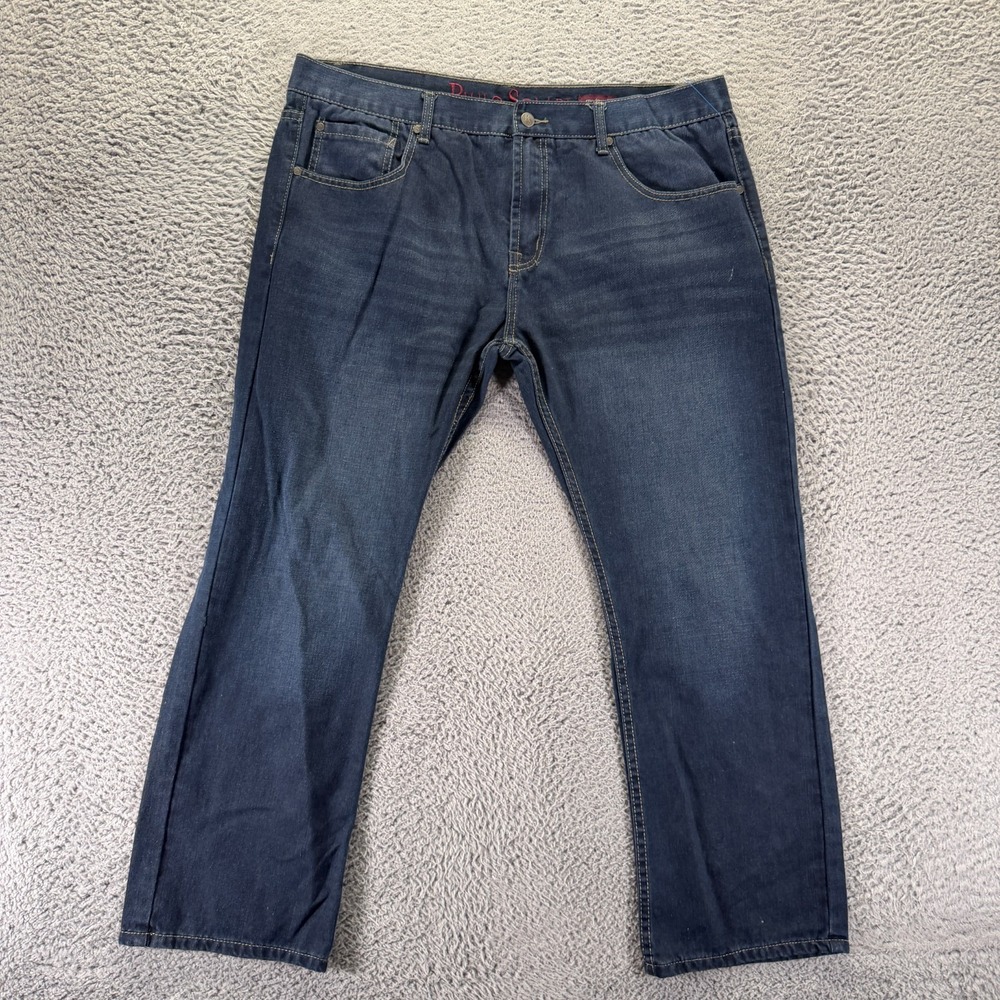 Paulo Solari Jeans Mens 40x30 Blue Cotton Denim Straight Leg Faded Streetwear